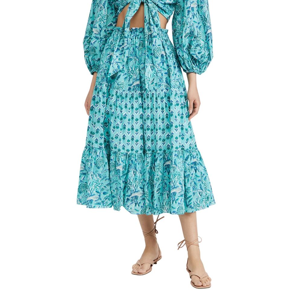 Charina Sarte Printed Aqua Batik Alexa Skirt Size S